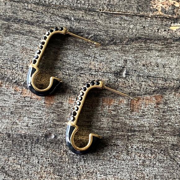 NEW Black Rhinestone PaperClip Earrings - Picture 7 of 10